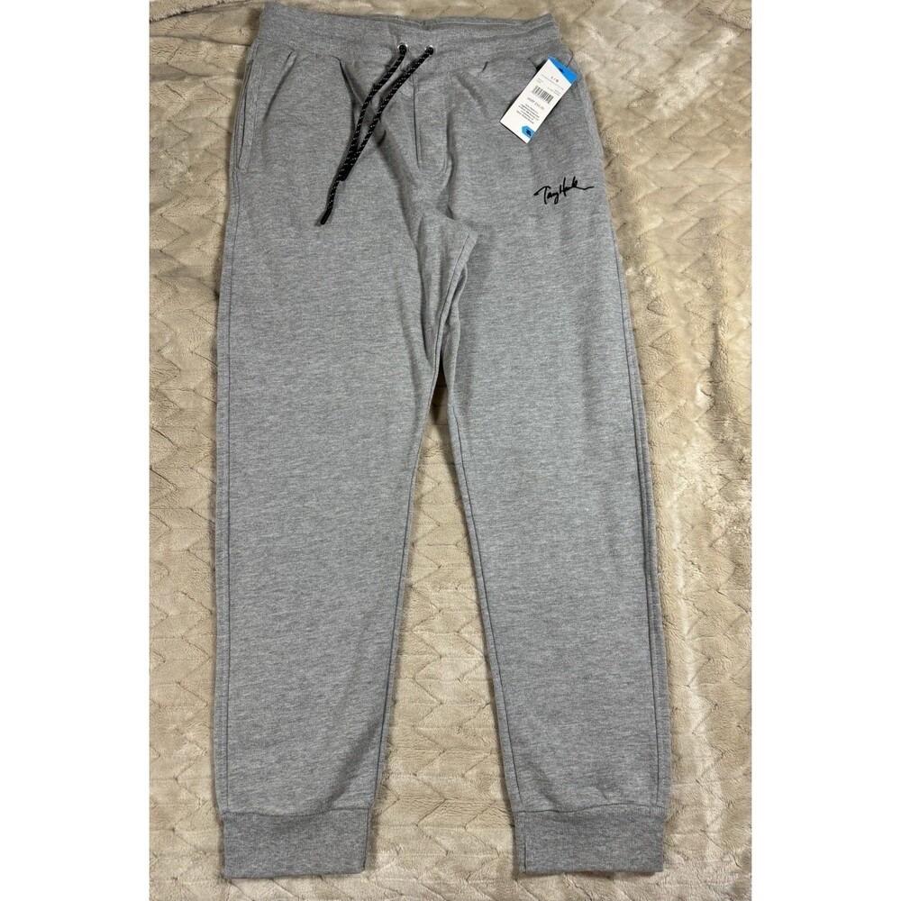 Tony Hawk Joggers Men L Gray Fleece Sweatpants Skater Streetwear Zip Pocket NWT